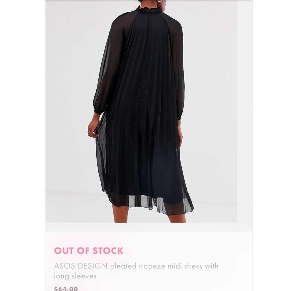 ASOS DESIGN pleated trapeze midi dress with long sleeves - Picture 3 of 8
